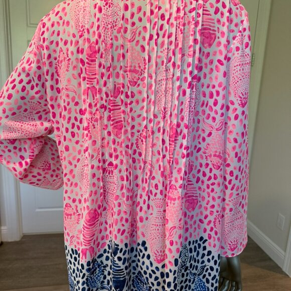 Lilly Pulitzer Marilina Tunic Top Raz Berry Heart & Sole Size Medium - Picture 4 of 9